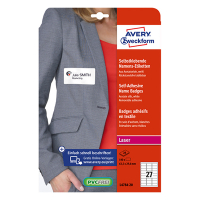 Textile labels/name badges (63.5 x 29.6mm) | Avery L4784-20  | 540 labels 212596