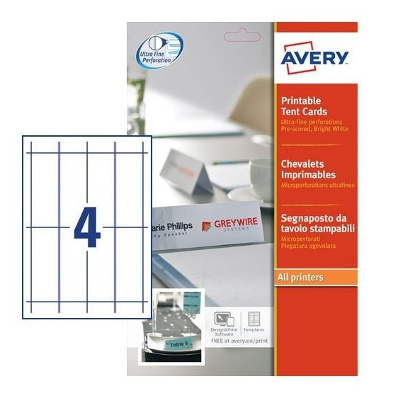 Avery Zweckform L4794-10 white tent cards, 120mm x 45mm (40 labels) L4794-10 212773 - 1