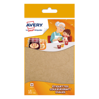 Avery family OVKR18 kraft oval labels, 41mm x 89mm (18-pack) OVKR18 212800