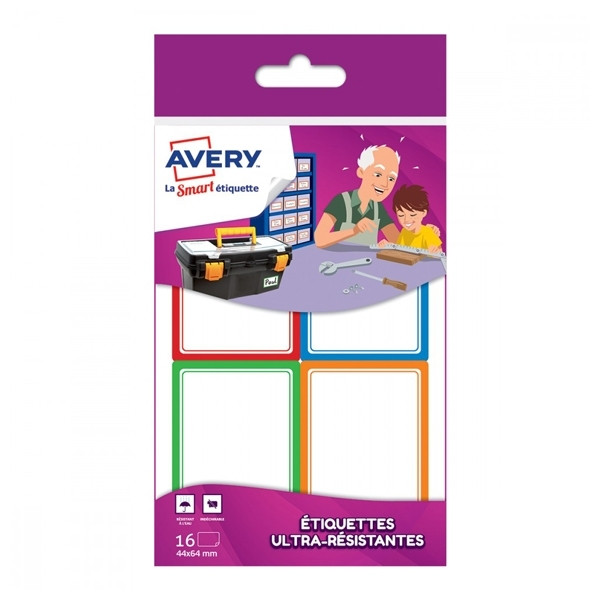 Avery family RES 16 ultra strong rectangular labels 45 x 65mm red (16 pack) RES16 212796 - 1