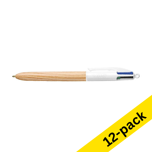 Ballpoint pen | BIC 4 Colours Wood | 12-pack 279999 - 1