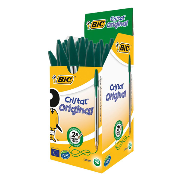 Ballpoint pen | with cap | green | BIC Cristal | 50-pack 224614 - 1
