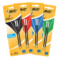 Ballpoint pen refill | assorted | BIC 4-colour | 8-pack