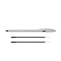 BIC Cristal Re'New black ballpoint pen + 2 refills 997201 240426