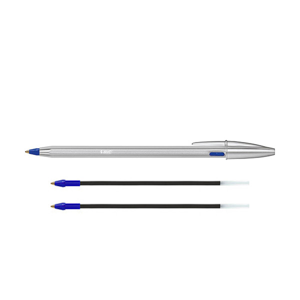 BIC Cristal Re'New blue ballpoint pen + 2 refills 997202 240425 - 1