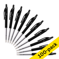 Ballpoint pen | retractable | medium black | 123ink | 100-pack 302079