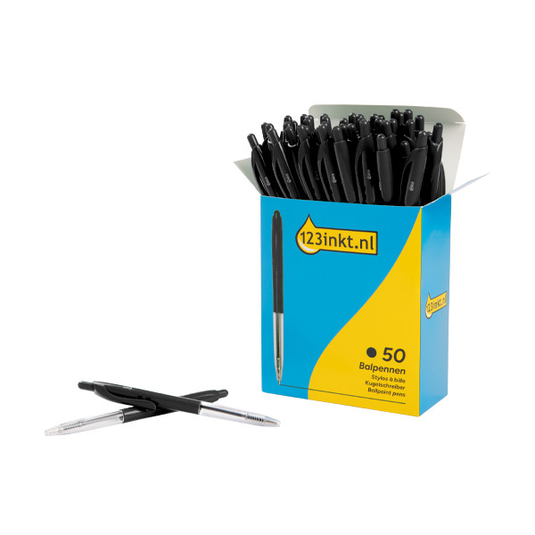 Ballpoint pen | retractable | medium black | 123ink | 50-pack 302078 - 2