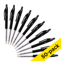 Ballpoint pen | retractable | medium black | 123ink | 50-pack 302078