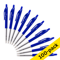 Ballpoint pen | retractable | medium blue | 123ink | 100-pack 302074