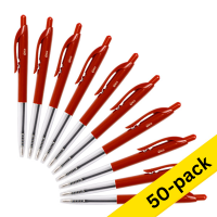 Ballpoint pen | retractable | medium red | 123ink | 50-pack 302076
