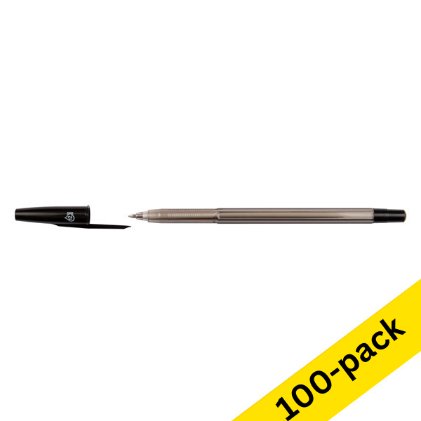 Ballpoint pen | with cap | black | 123ink | 100-pack 301370 - 1