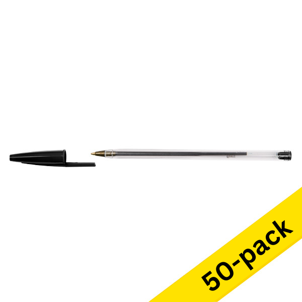 Ballpoint pen | with cap | bright black | 123ink | 50-pack 302084 - 1