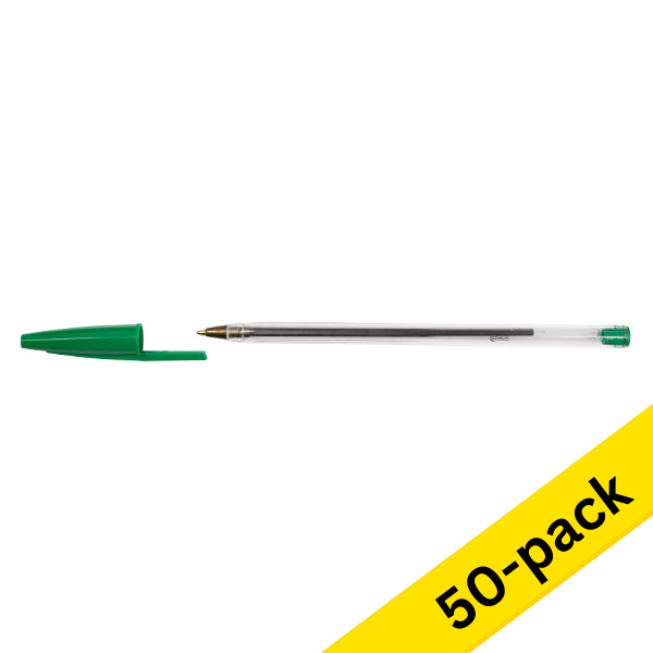Ballpoint pen | with cap | bright green | 123ink | 50-pack 302082 - 1