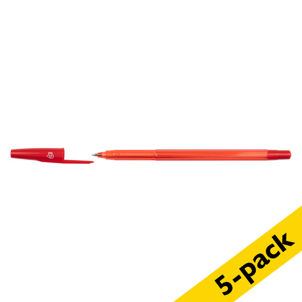 Ballpoint pen | with cap | red | 123ink | 5-pack 300978 - 1