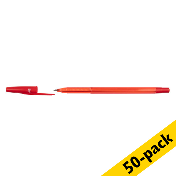Ballpoint pen | with cap | red | 123ink | 50-pack 300981 - 1