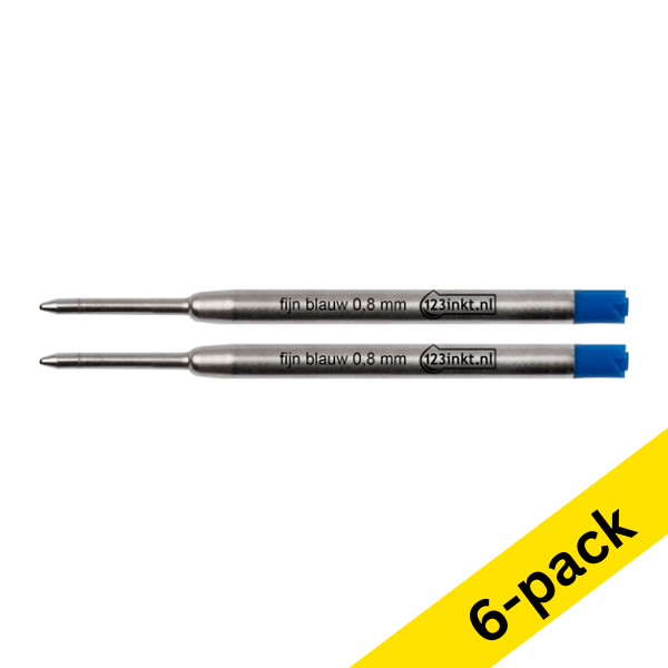 Ballpoint pen refill | fine blue | 123ink | 6-pack 302739 - 1