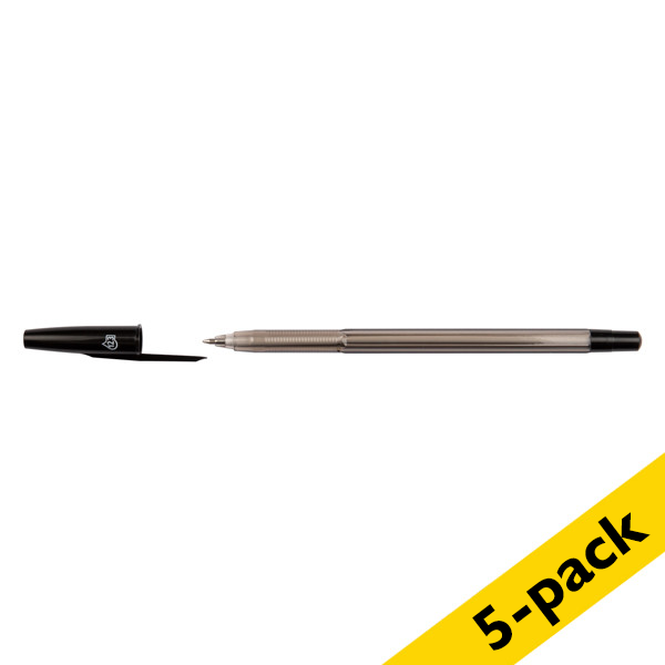 Ballpoint pen (with cap) | black | 123ink | 5-pack 300977 - 1