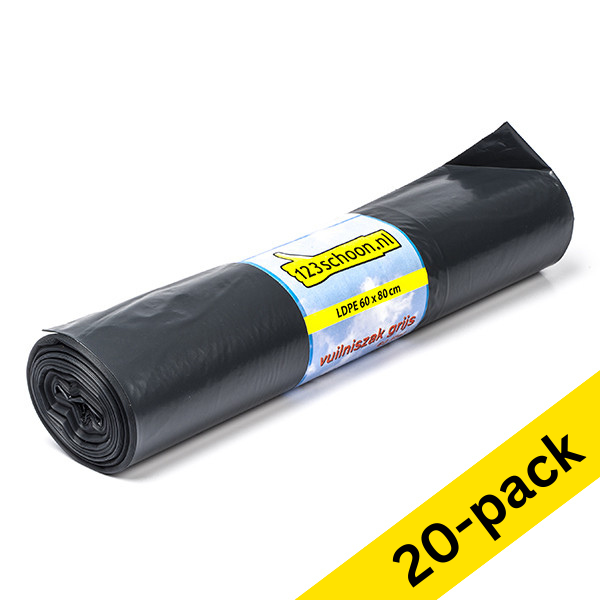 Bin bag 60L with drawstring | 123ink  | 20-pack x20 SDR06060 - 1