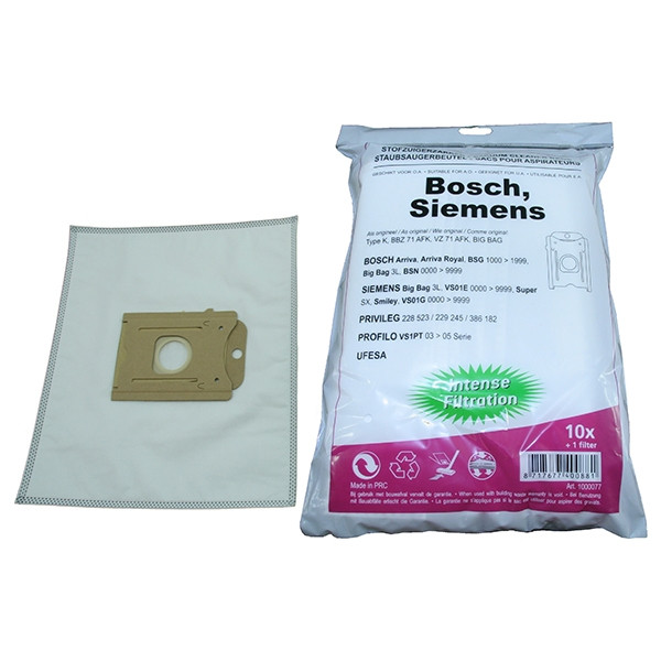 Bosch microfibre vacuum cleaner bags | 10 bags + 1 filter (123ink version)  SBO01009 - 1