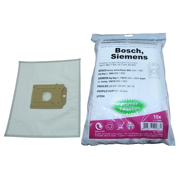 Bosch microfibre vacuum cleaner bags | 123ink version | 10 bags + 1 filter SBO01009 - 1