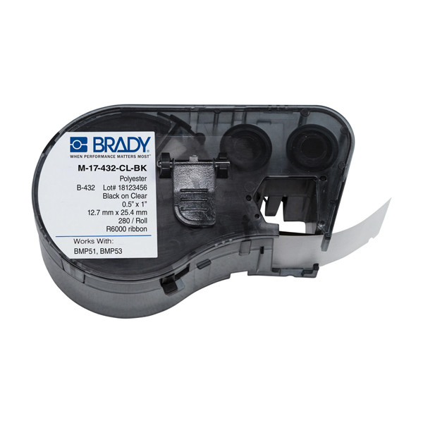 Brady M-17-432-CL-BK polyester labels, 12.7mm x 25.4mm (original Brady) M-17-432-CL-BK 146078 - 1