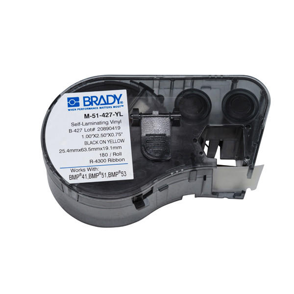 Brady M-51-427-YL laminated vinyl labels, 25.4mm x 63.5mm x 19.1mm (original Brady) M-51-427-YL 146124 - 1