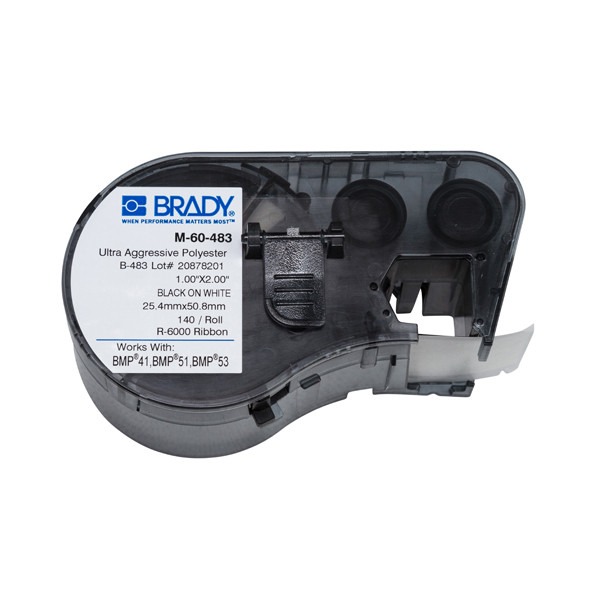Brady M-60-483 ultra aggressive polyester labels, 25.4mm x 50.8mm (original Brady) M-60-483 146128 - 1