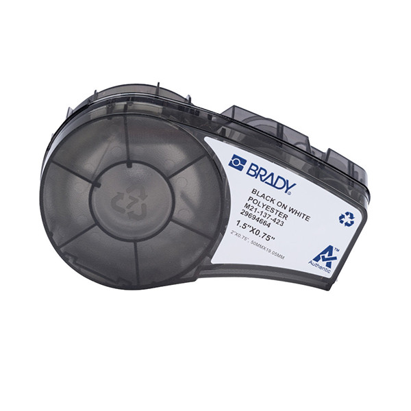 Brady M21-137-423 black on white polyester tape, 50.80mm x 19.05mm (original Brady) M21-137-423 147510 - 1