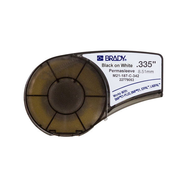 Brady M21-187-C-342 black on white heat shrink tubing tape, 8.51mm x 2.10m (original Brady) M21-187-C-342 147150 - 1