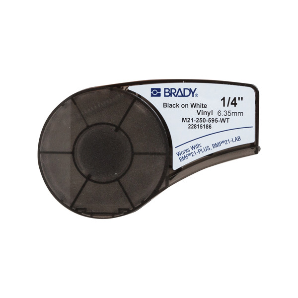 Brady M21-250-595-WT black on white vinyl tape, 6.35mm x 6.40m (original Brady) M21-250-595-WT 147160 - 1