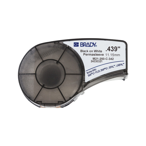 Brady M21-250-C-342 black on white heat shrink tubing tape, 11.15mm x 2.10m (original Brady) M21-250-C-342 147164 - 1