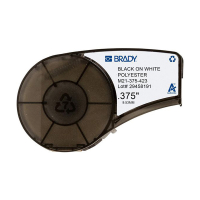 Brady M21-375-423 black on white permanent polyester tape, 9.53mm x 6.40m (original Brady) M21-375-423 147168