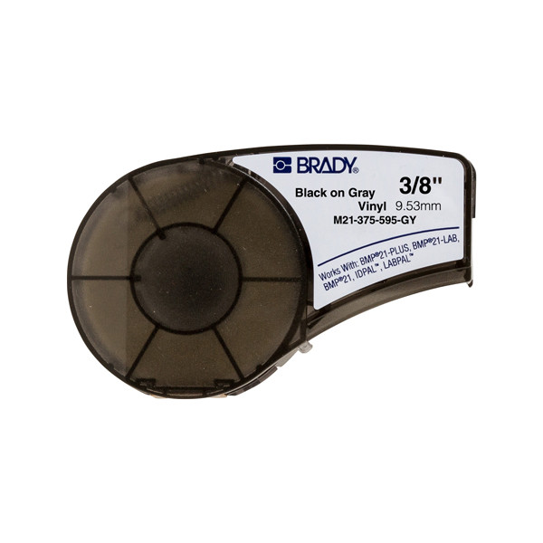 Brady M21-375-595-GY black on grey vinyl tape, 9.53mm x 6.40m (original Brady) M21-375-595-GY 147190 - 1