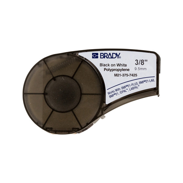 Brady M21-375-7425 black on white polypropylene tape, 9.53mm x 6.40m (original Brady) M21-375-7425 147202 - 1