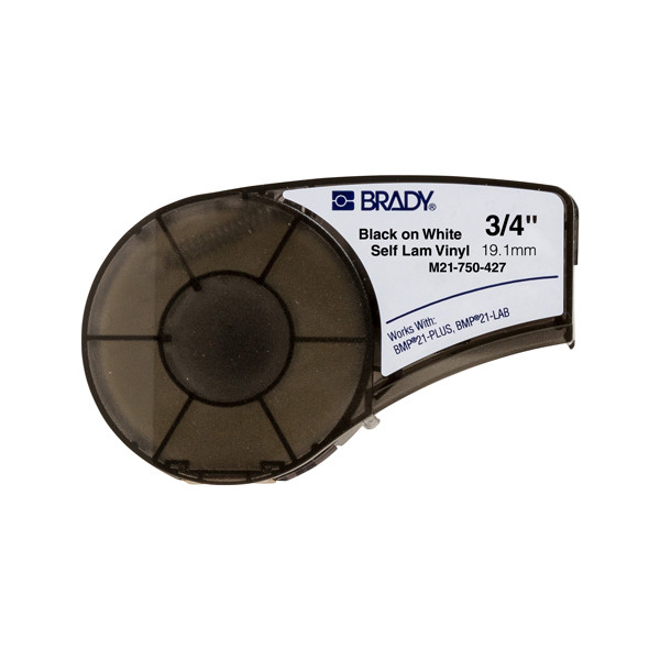 Brady M21-750-427 black on white laminated vinyl tape, 19.1mm x 4.30m (original Brady) M21-750-427 147248 - 1