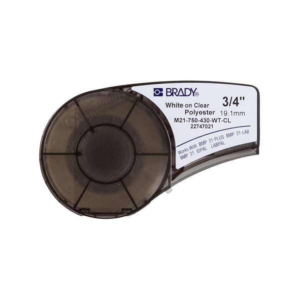Brady M21-750-430-WT-CL white on transparent polyester tape, 19.1mm x 6.40m (original Brady) M21-750-430-WT-CL 147252 - 1