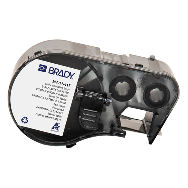 Brady M4-11-427 black on white/transparent laminated vinyl labels, 19.05mm x 12.7mm x 9.53mm (original Brady) M4-11-427 148150 - 1