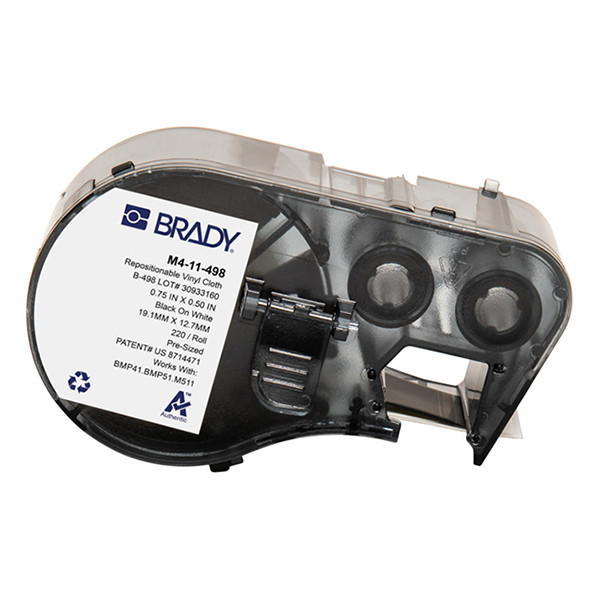 Brady M4-11-498 black on white vinyl fabric labels, 12.7mm x 19.05mm (original Brady) M4-11-498 148312 - 1