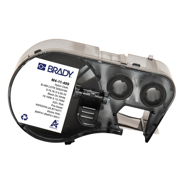 Brady M4-11-499 black on white nylon fabric labels, 19.05mm x 12.7mm (original Brady) M4-11-499 148310 - 1