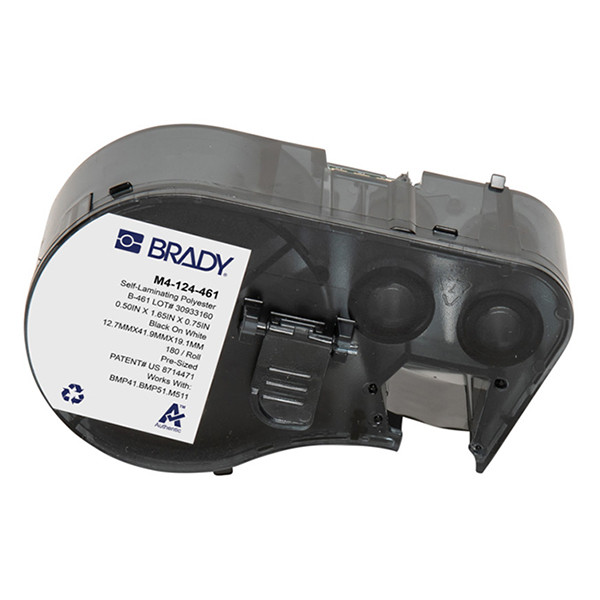 Brady M4-124-461 black on white/transparent laminated polyester labels, 12.7mm x 41.91mm x 19.05mm (original Brady) M4-124-461 148142 - 1