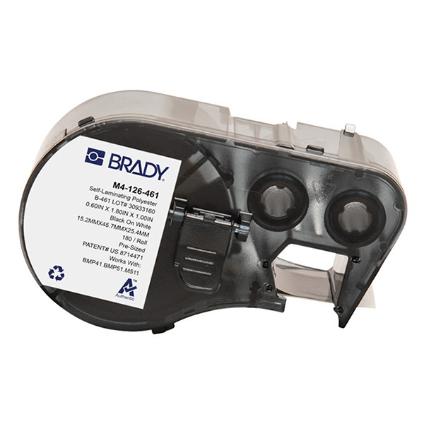 Brady M4-126-461 black on white laminated polyester labels, 45.72mm x 15.24mm (original Brady) M4-126-461 147976 - 1