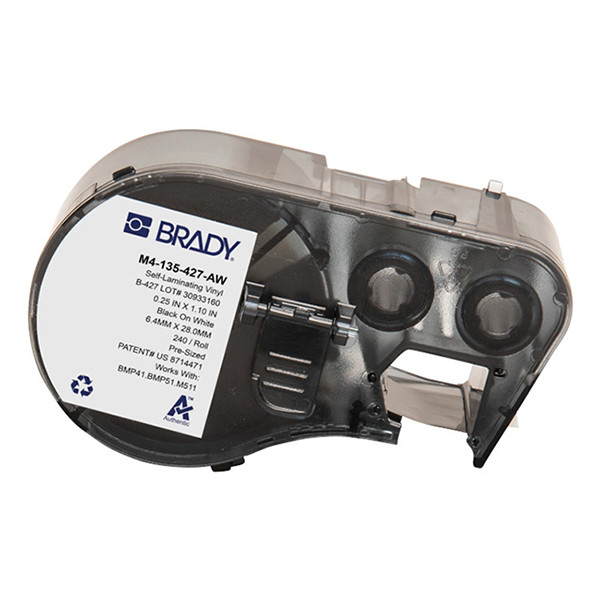 Brady M4-135-427-AW black on white laminated vinyl labels, 27.94mm x 6.35mm (original Brady) M4-135-427-AW 148316 - 1