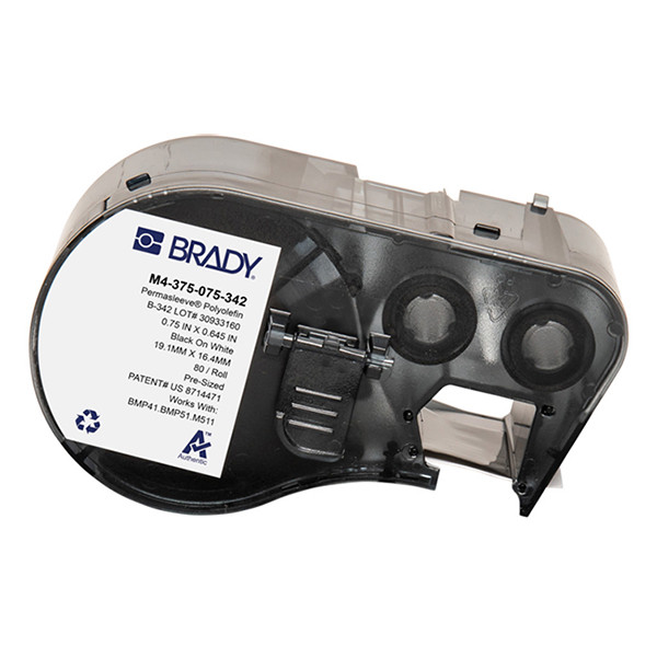 Brady M4-375-075-342 black on white heat shrink tape, 19.05mm x 16.40mm (original Brady) M4-375-075-342 148326 - 1