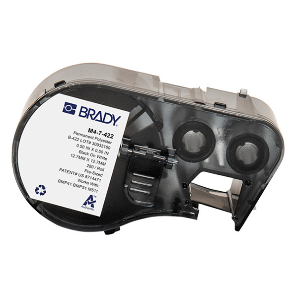 Brady M4-7-422 black on white polyester labels, 12.7mm x 12.7mm (original Brady) M4-7-422 148260 - 1