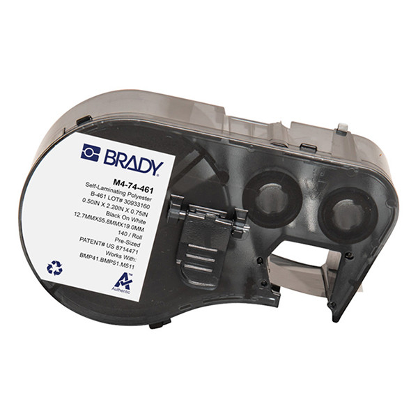 Brady M4-74-461 black on white laminated polyester labels, 55.88mm x 12.70mm (original Brady) M4-74-461 147979 - 1