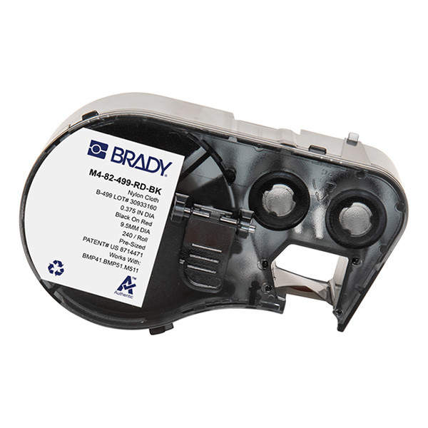 Brady M4-82-499-RD-BK black on red nylon fabric labels, Ø 9.53mm (original Brady) M4-82-499-RD-BK 148370 - 1