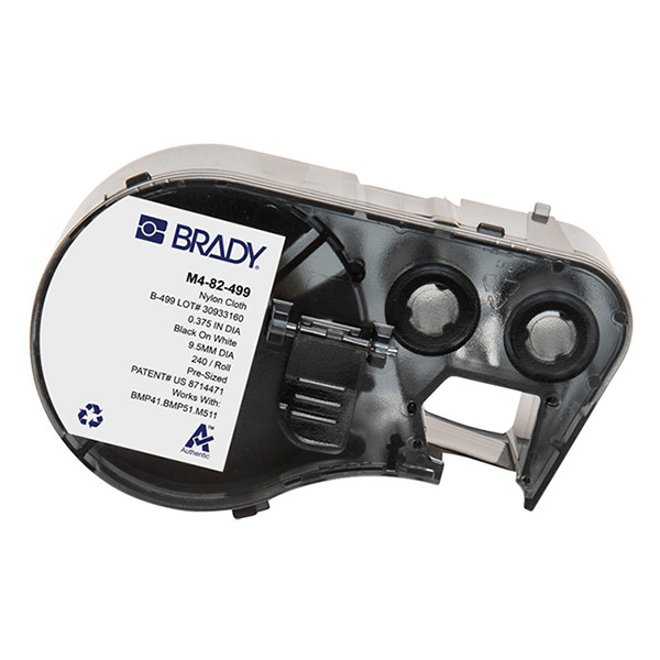Brady M4-82-499 black on white nylon fabric labels, Ø 9.53mm (original Brady) M4-82-499 148250 - 1