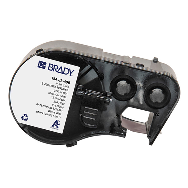 Brady M4-83-499 black on white nylon fabric labels, Ø 12.7mm (original Brady) M4-83-499 148246 - 1
