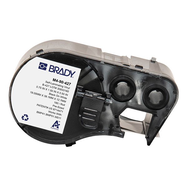 Brady M4-90-427 black on white/transparent laminated vinyl labels, 38.1mm x 12.7mm x 19.05mm (original Brady) M4-90-427 148126 - 1