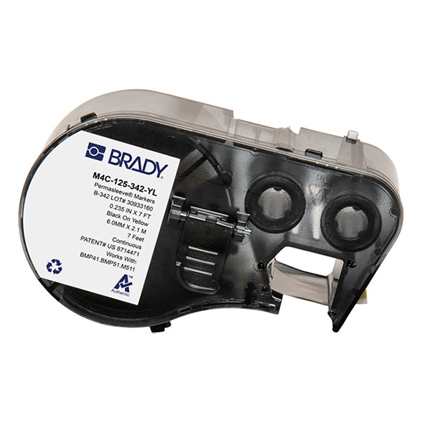 Brady M4C-125-342-YL black on yellow heat shrink tape, 5.97mm x 2.13m (original Brady) M4C-125-342-YL 147971 - 1